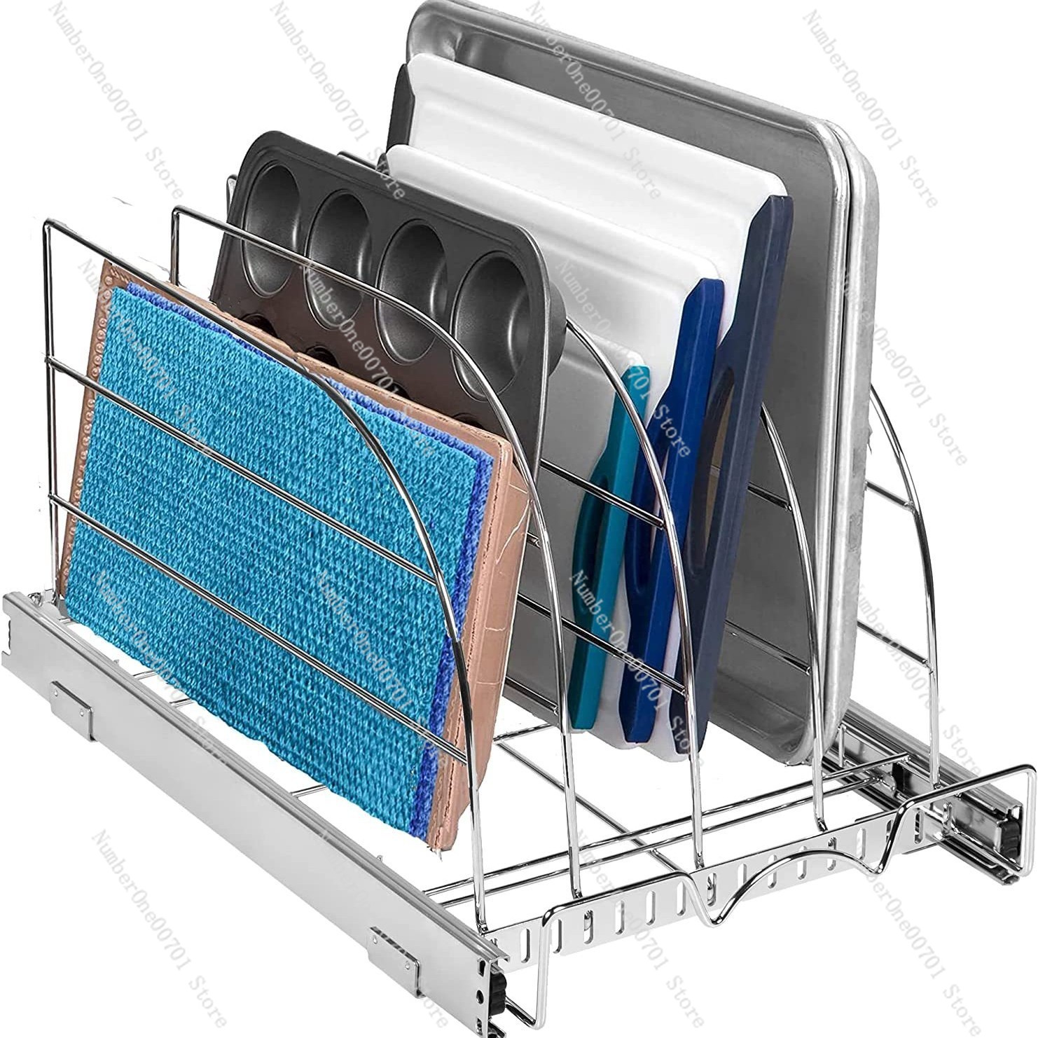 Kitchen Cabinet Baking Sheet Organizer - Fırın Tepsileri, Tabaklar, Kesme Tahtaları ve