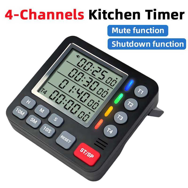 Baking Kitchen Set Up - Dijital Mutfak Zamanlayıcısı 4 Kanallı Büyük