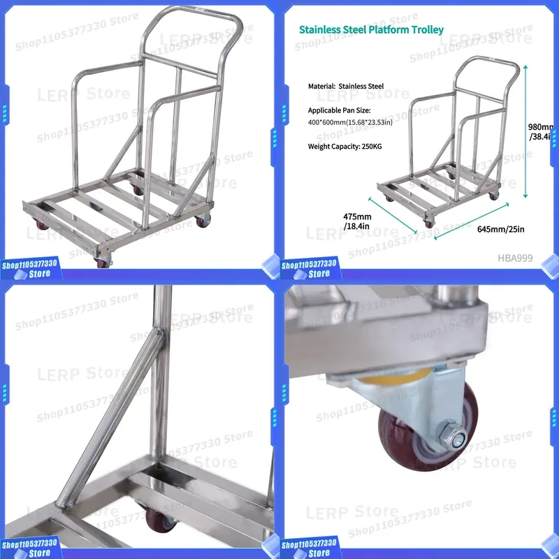 980x645x475mm Paslanmaz Çelik  - Kitchen Baking Trolley incelemesi ve fiyatı