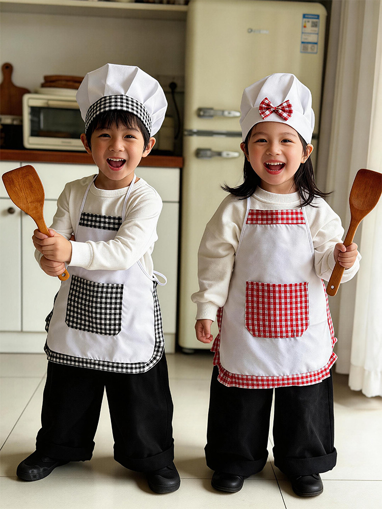 2 adet Ekose Çocuk Şef Önlüğü  - Baking Kitchen Set Up incelemesi ve fiyatı